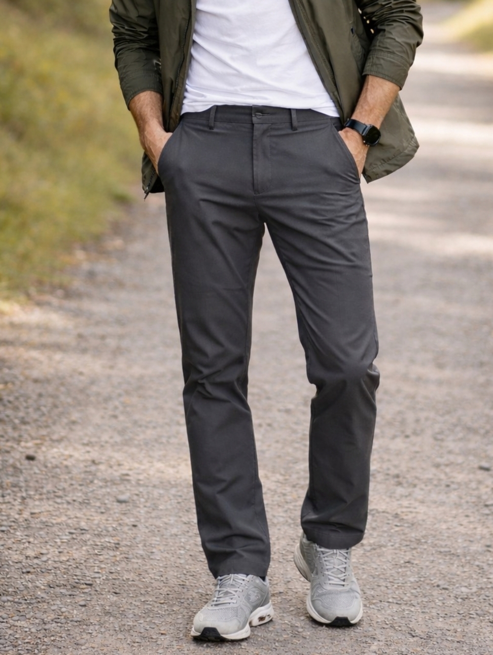 Eddie Bauer Dark Gray Straight-Leg Pants | Stretch Outdoor Travel Workwear